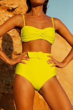 Juniper Belted Bikini Bottom in Limonata ECONYL® Vita