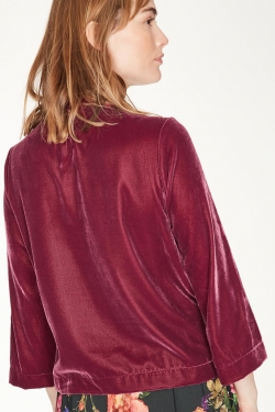 Veronica Recycled Polyester Velvet Top Berry