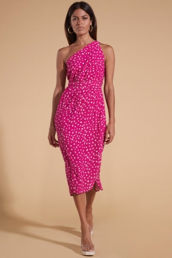 Whitney Wrap-Skirt in Pink Odd Dot on Magenta