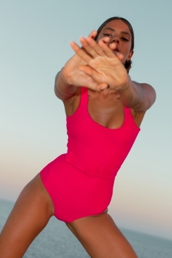Kiara Belted Swimsuit in Hot Pink ECONYL® Vita