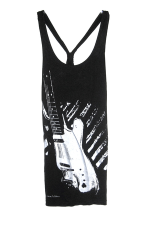 X-Vest Top Guitar Print on Black