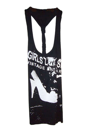 3-Knot Girls Love Shoes Print Top in Black