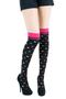 Multicolor Stars Overknee Socks  black