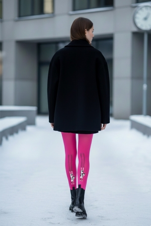 Climbing Cats Tights in Flo Pink