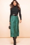 Renzo Midi Skirt Green Leopard