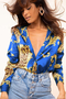 Nevada Satin Shirt in Blue Baroque