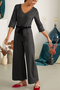 Charlotte Velvet Ribbon Belt Jersey Jumpsuit