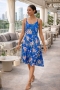 Peonies Blue Georgette Sun-Dress
