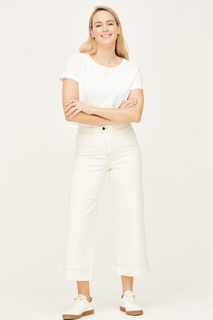 GOTS Organic Cotton Denim High Rise Culotte Ecru White