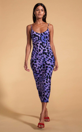 Sienna Midaxi Dress in Lilac Leopard