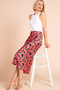 Renzo Midi Skirt in Pink Hibiscus on Black