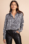 Nevada Satin Shirt in Mono Leopard
