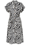 Zebra Print Midi Shirt-Dress in Black