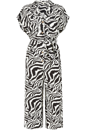Zebra Print Jumpsuit in Black