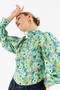 Green Prairie Blouson Sleeve Fitted Blouse