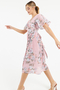 Pam Floral Chiffon Wrap-Dress in Pink