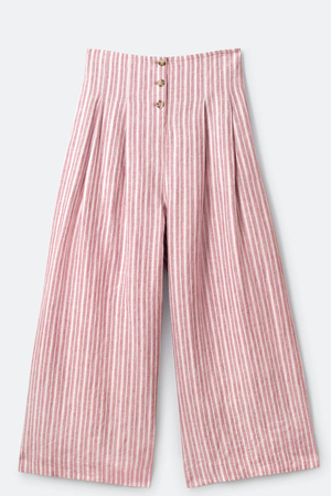 Azalea Yarn-Dye Stripe Natural Hemp Culottes
