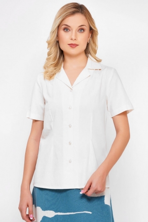 Tab Collar Short Sleeve Shirt in White