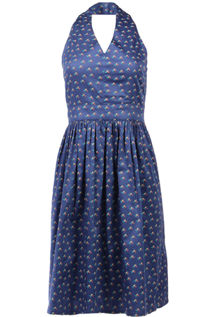 Cocktail Cotton Halter Dress in True Blue