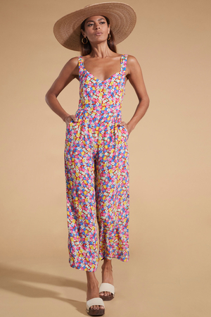 Frida Sweetheart Jumpsuit in Bright Vintage Floral