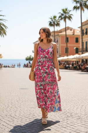 Billie Pink Floral Satin Slip Dress