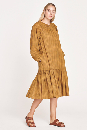 Nona Organic Cotton Smock Dress in Straw Yellow