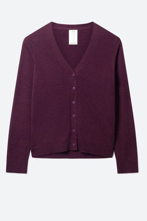 Posie Organic Cotton Cardigan in Aubergine