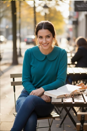 Baby Collar BCI Cotton Jersey Blouse in Ocean Depths