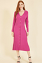 Pink Gold Buttons Knitted Dress