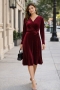 Velvet Midi Wrap-Dress in Plum