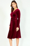 Velvet Midi Wrap-Dress in Plum