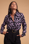 Nevada Satin Shirt in Pink Cloud on Black