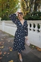 Solar Sparkling Wrap-Front Dress in Black
