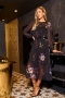 Floral Print Long Sleeve Dress in Black