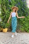 Renzo Midi Skirt in White Cloud on Green