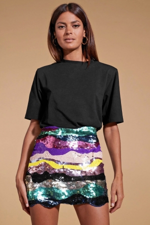 Zinnea Sequin Mini Skirt in Rainbow