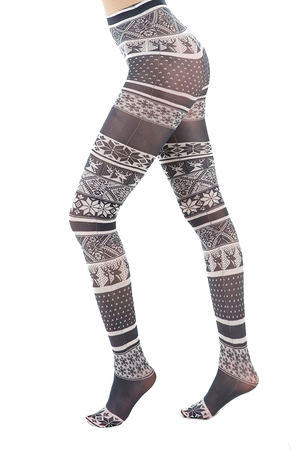 Fairisle Printed Tights black/white