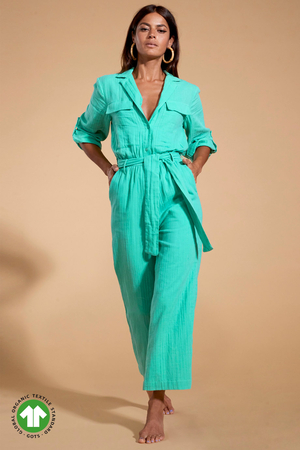 Amalfi GOTS Organic Cotton Jumpsuit in Mint