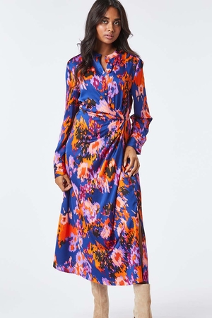 Lisa Long Satin Dress in Blue