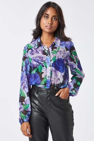 Clem Rose Print Shirt in Purple