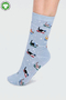 Skiing Penguins GOTS Organic Cotton Skiing Cat Socks in Foam Blue