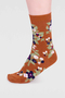 Arya Floral Bamboo Socks in Harvest Ornage