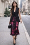 Lotus Satin Skirt in Pink Floral on Black