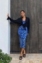 Sienna Midmaxi Dress in Bright Blue Leopard