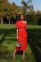 Leila Cut-Out Puffed Sleeve Dress in Red