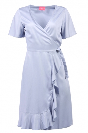 Melina Viscose Wrap-Dress in Light Blue