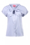 Pussy-Bow Viscose Button Blouse in Light Blue