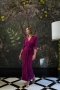 Cafe Draping Jersey Dress in Bougainvillea