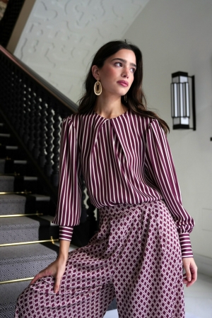 Liss Fluid-Cut Stripe Blouse