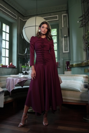 Diosa Flannel Check Dress in Burgundy